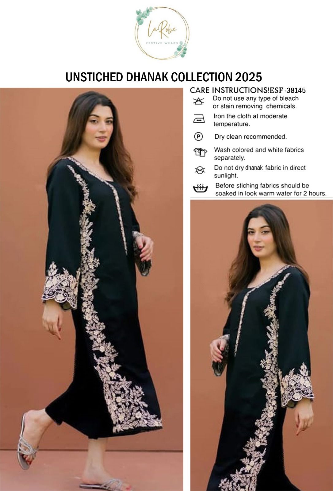 BEAUTIFUL EMBROIDED BLACK 2PC DRESS