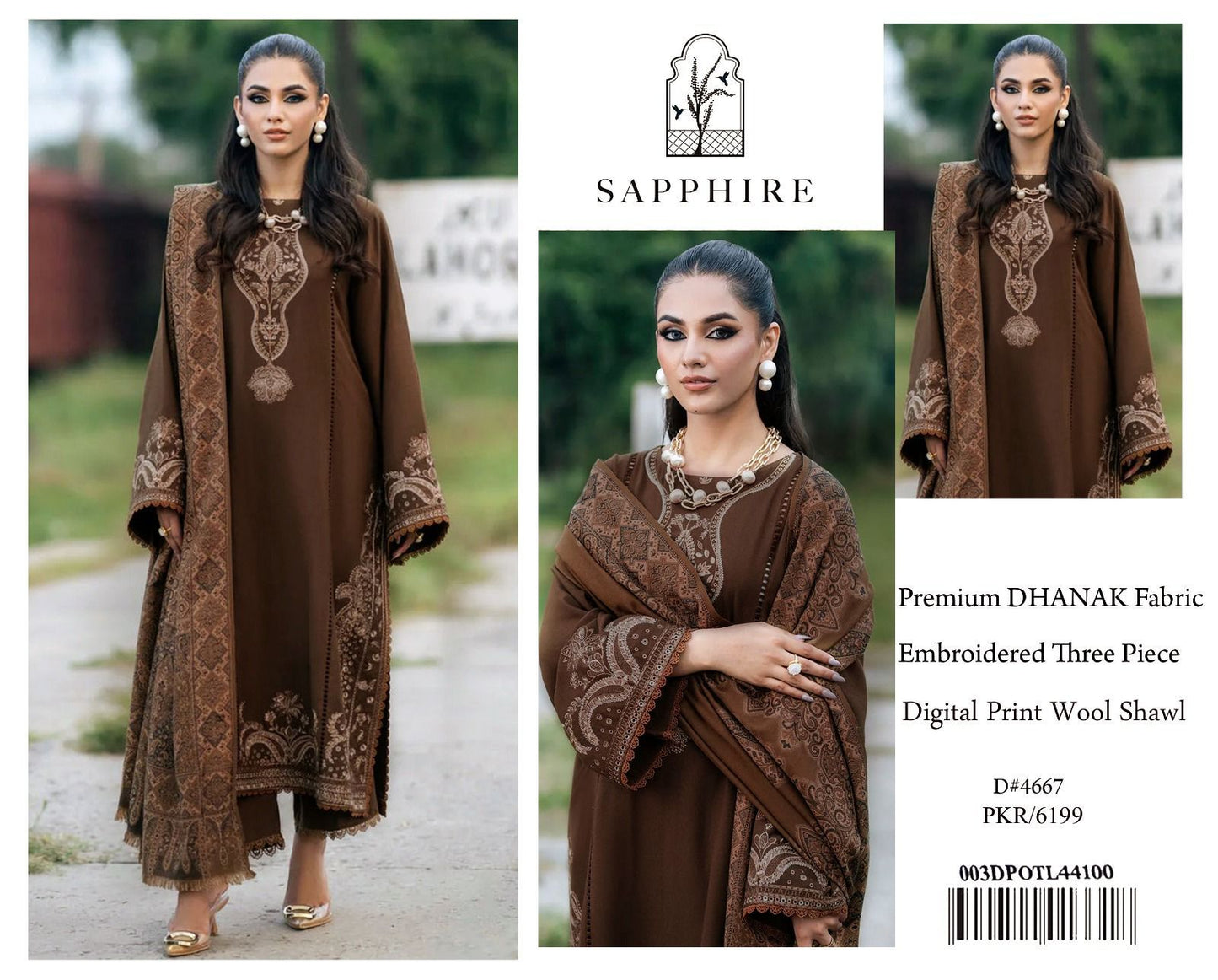 SAPPHIRE EMBROIDED THREE PIECE