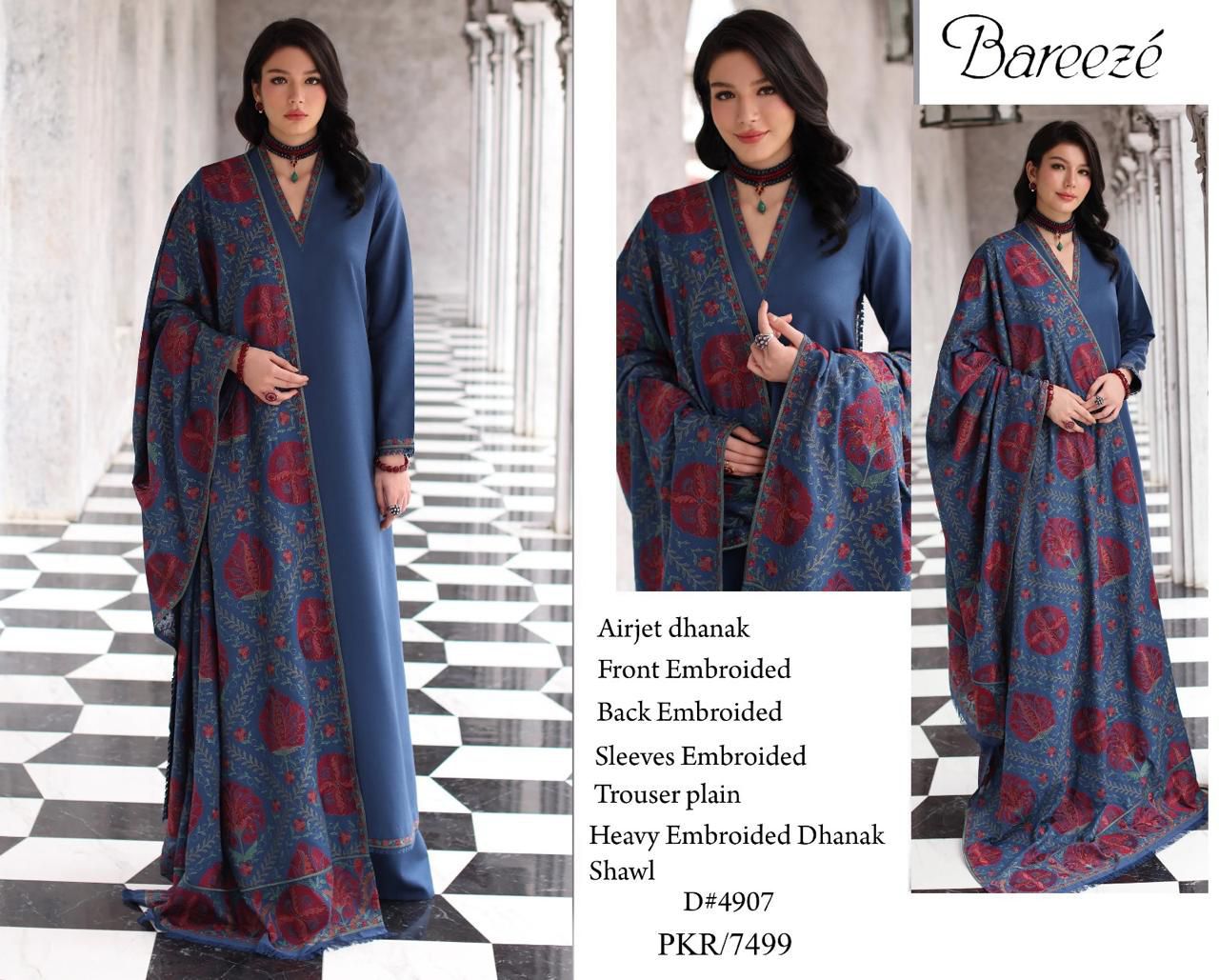 BAREEZE WITH FULL HEAVY SHAWL PREMIUM DHANAK