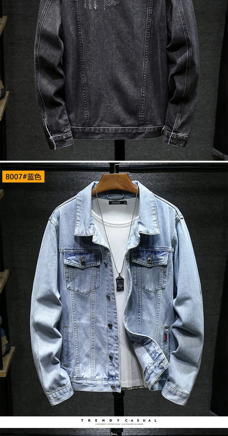 Men's Denim Jacket Classic Retro Color Fashionable Trendy Jacket Suitable Young Couples all Season