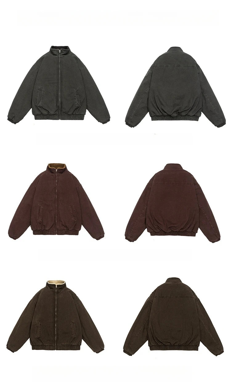 Japanese Vintage Polar Fleece Jacket Men Winter High Quality Thick Jacket Korean Streetwear Loose Couple Trendy Warm Coat Male