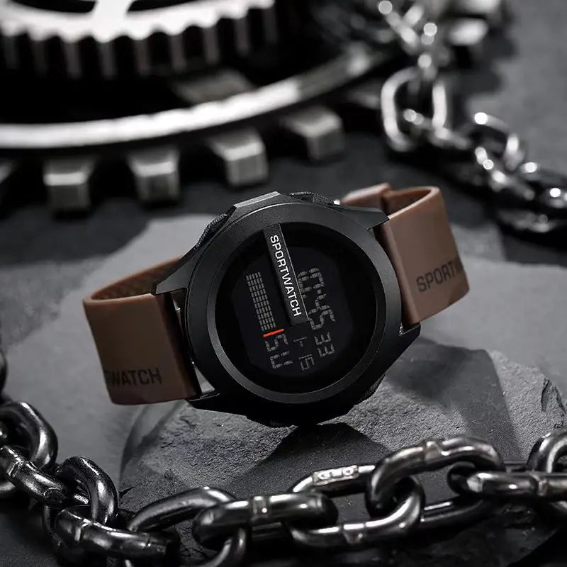 Waterproof Large Dial Men's Sporty Fashion Electronic Watch for Outdoor Adventure Decorative INS Style