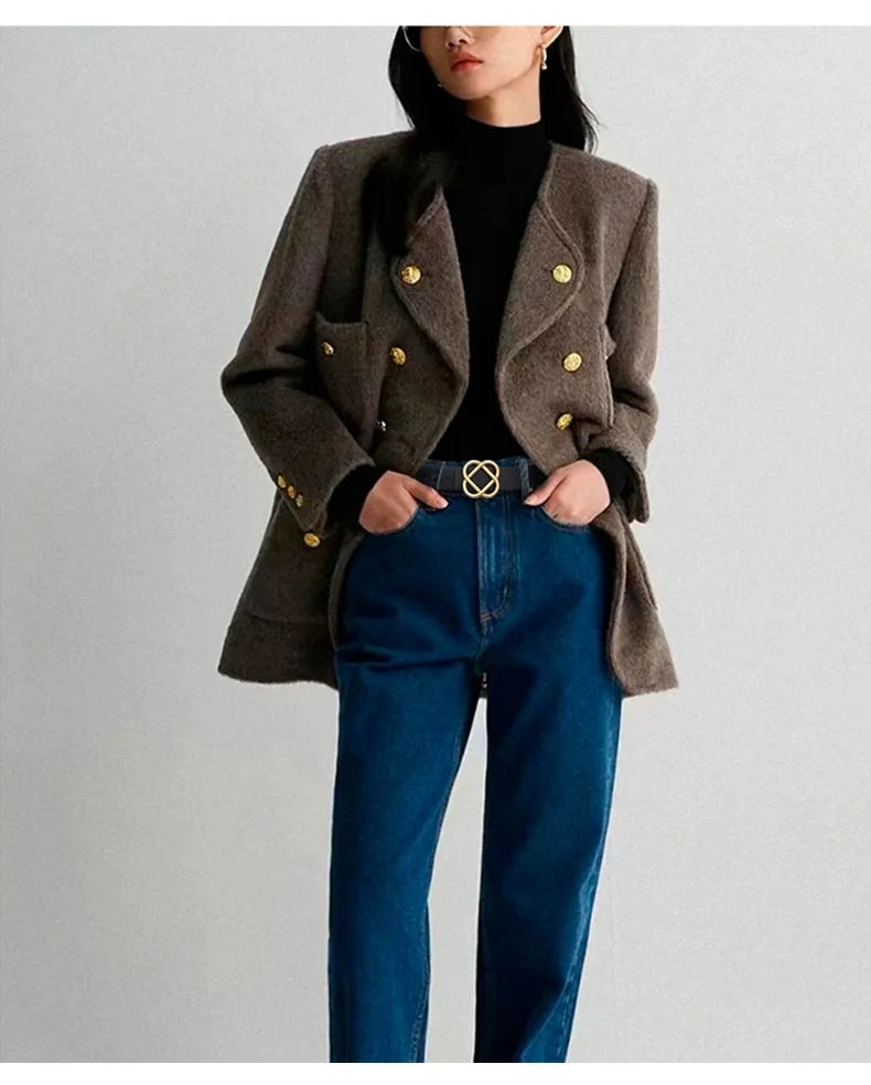 2025 New 2.8cm Wide Suede Cowhide Belt for Women, Vintage Style with Retro Golden Buckle, Skinny Waistband for Dresses & Jeans