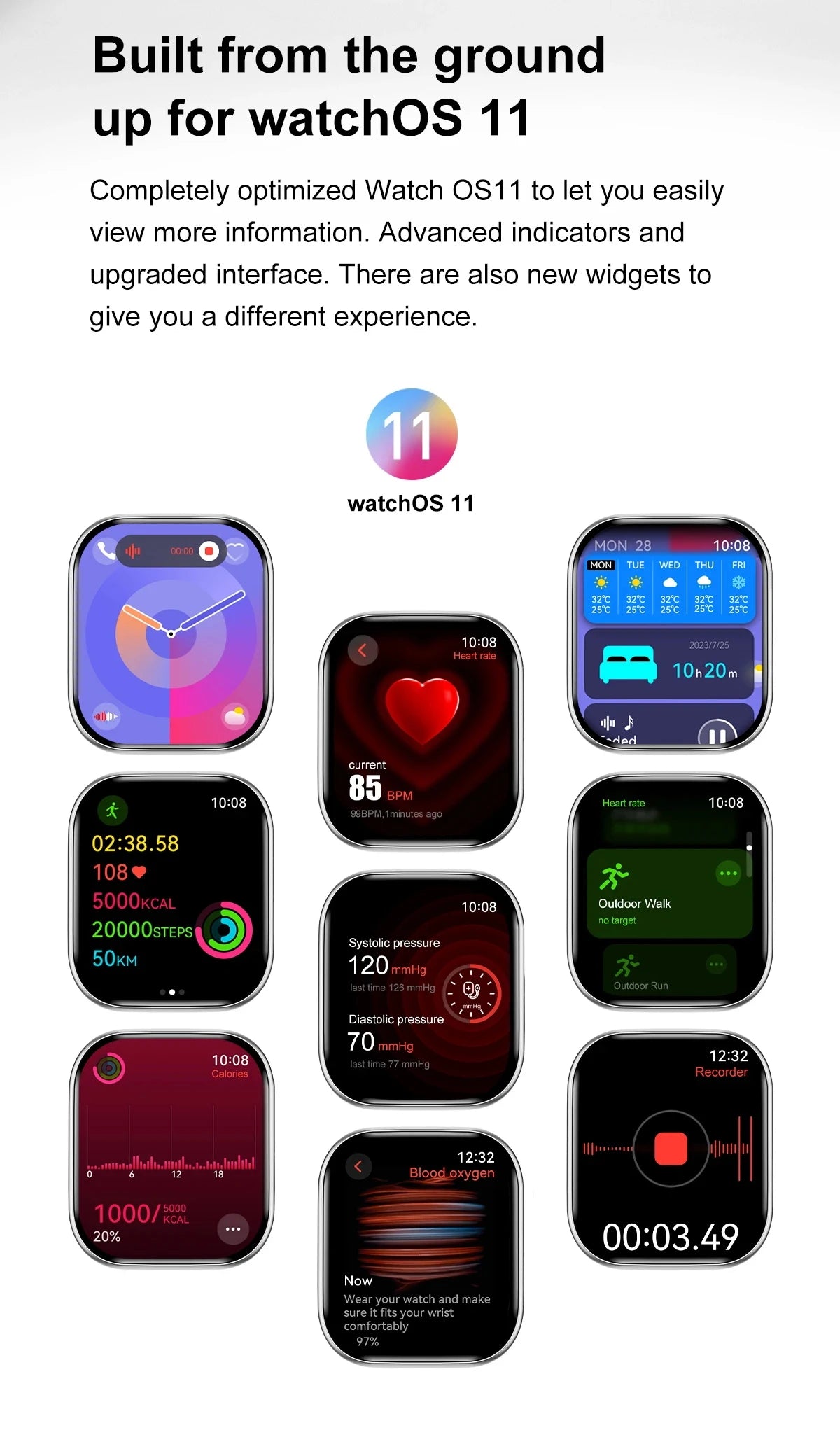 Smart Watch Women Series 10 Screen Bluetooth Call Heart Rate Blood Pressure Men GPS Smartwatch for Android IOS Sports Watch 10