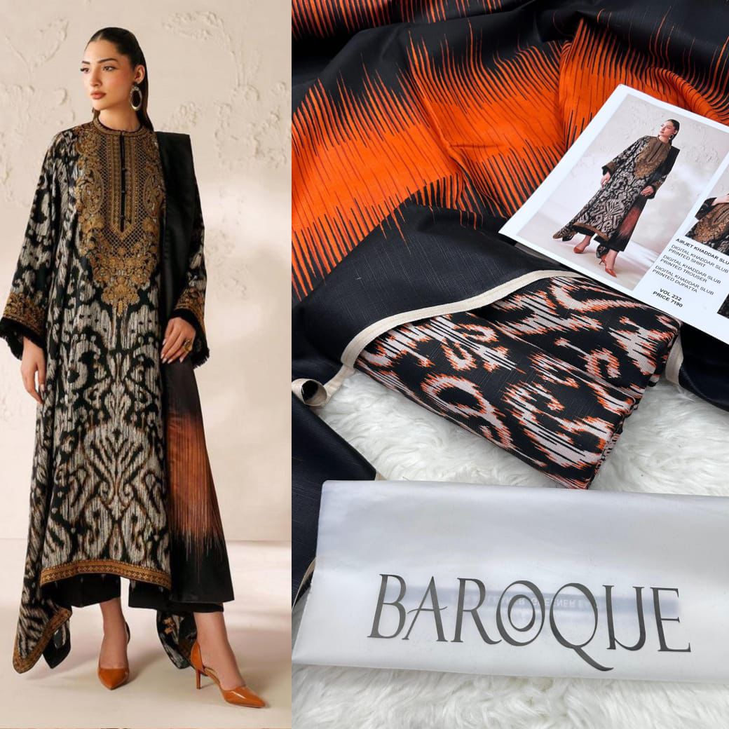 BAROQUE KHADDAR DIGITAL PRINT VOLUME 3Pc