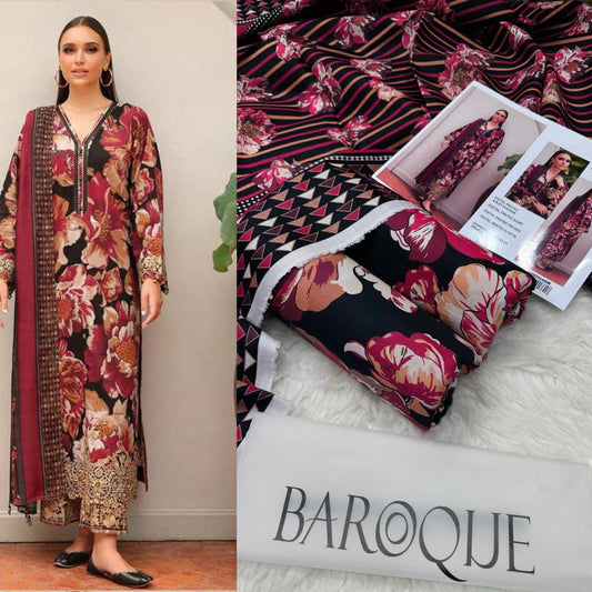 BAROQUE KHADDAR DIGITAL PRINT VOLUME 3Pc