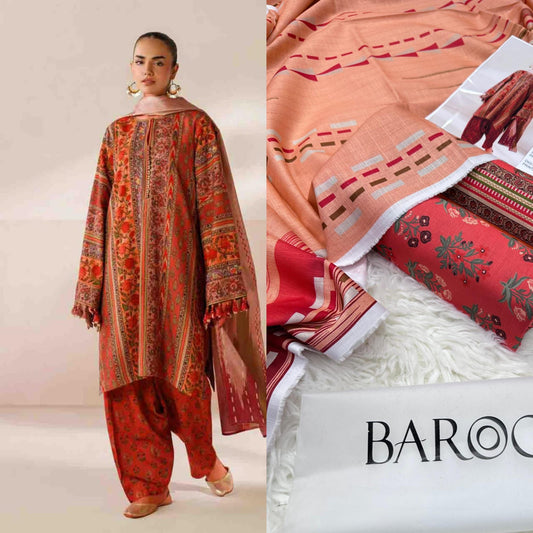 BAROQUE KHADDAR DIGITAL PRINT VOLUME 3Pc