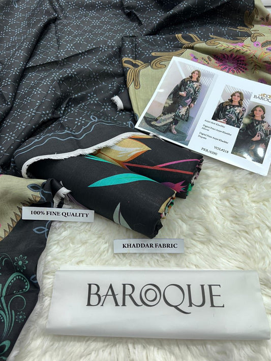 BAROQUE KHADDAR DIGITAL PRINT VOLUME 3Pc