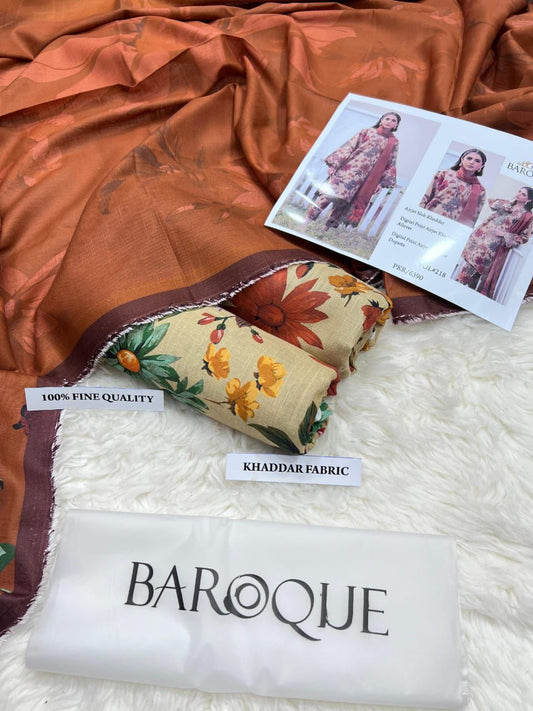 BAROQUE KHADDAR DIGITAL PRINT VOLUME 3Pc