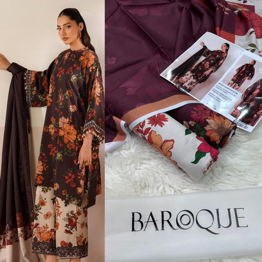 BAROQUE KHADDAR DIGITAL PRINT VOLUME 3Pc