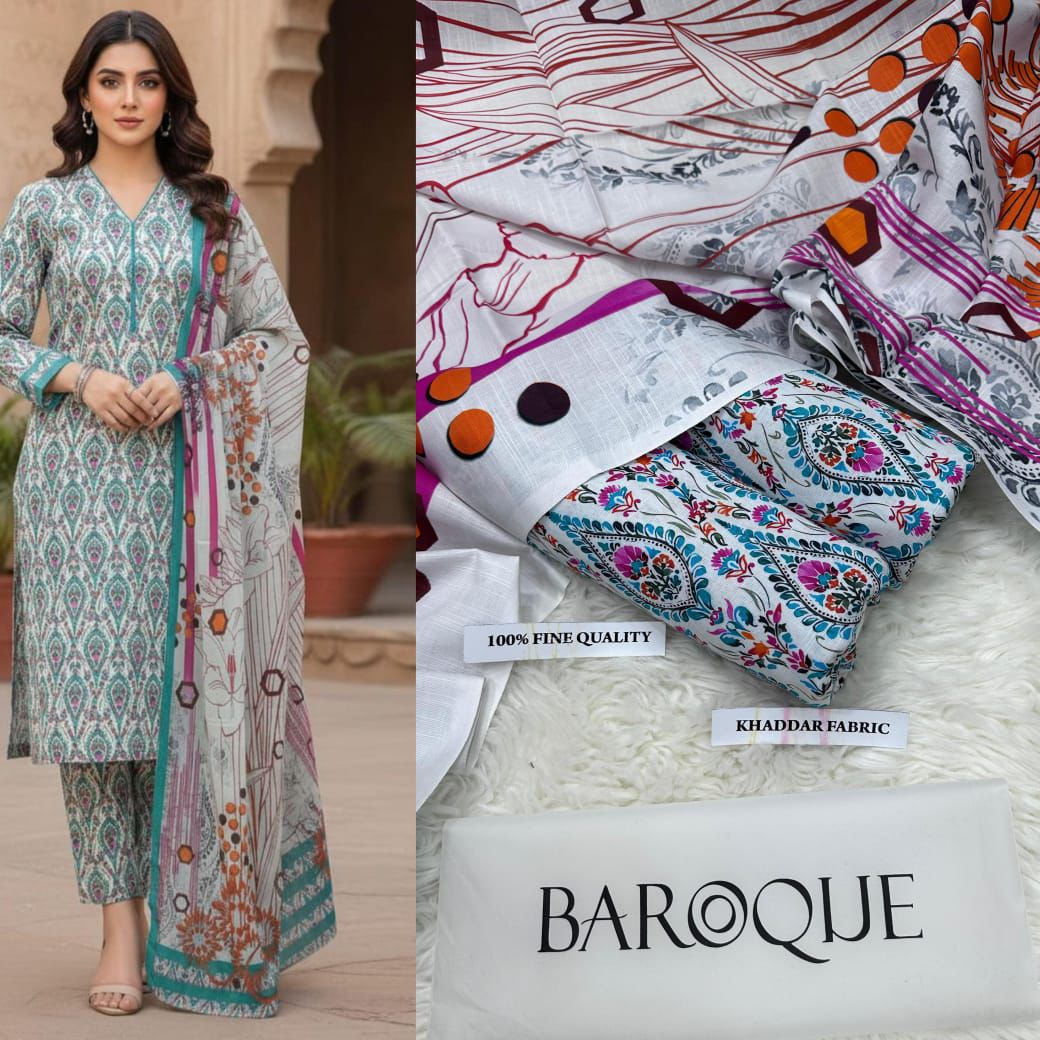 BAROQUE KHADDAR DIGITAL PRINT VOLUME 3Pc