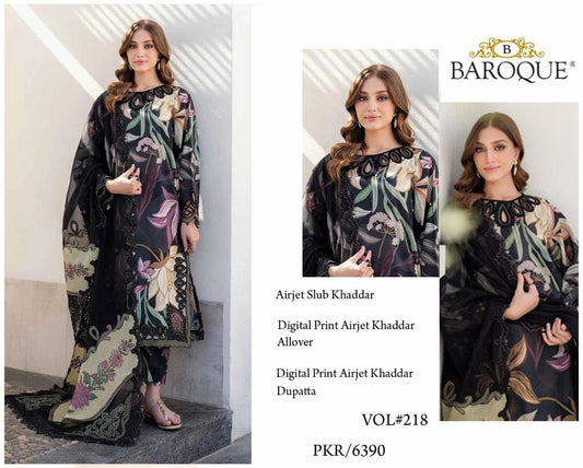 BAROQUE KHADDAR DIGITAL PRINT VOLUME 3Pc