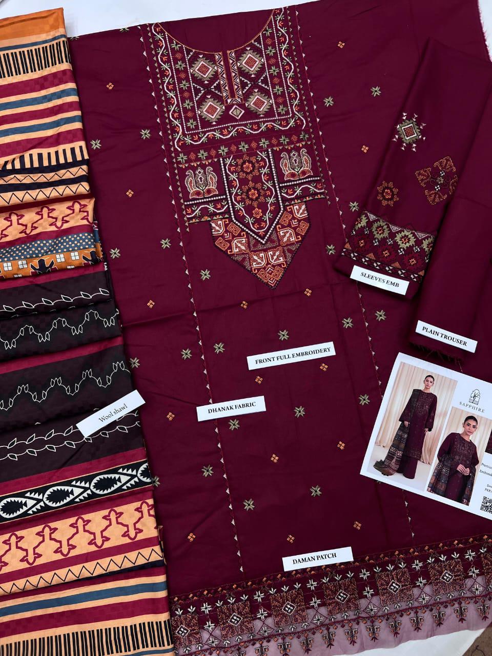 SAPPHIRE EMBROIDED THREE PIECE