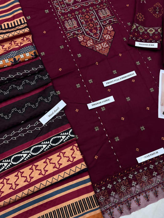 SAPPHIRE EMBROIDED THREE PIECE