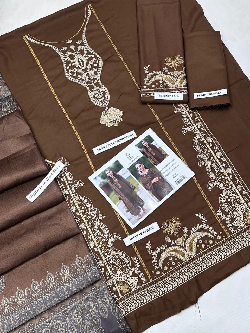 SAPPHIRE EMBROIDED THREE PIECE