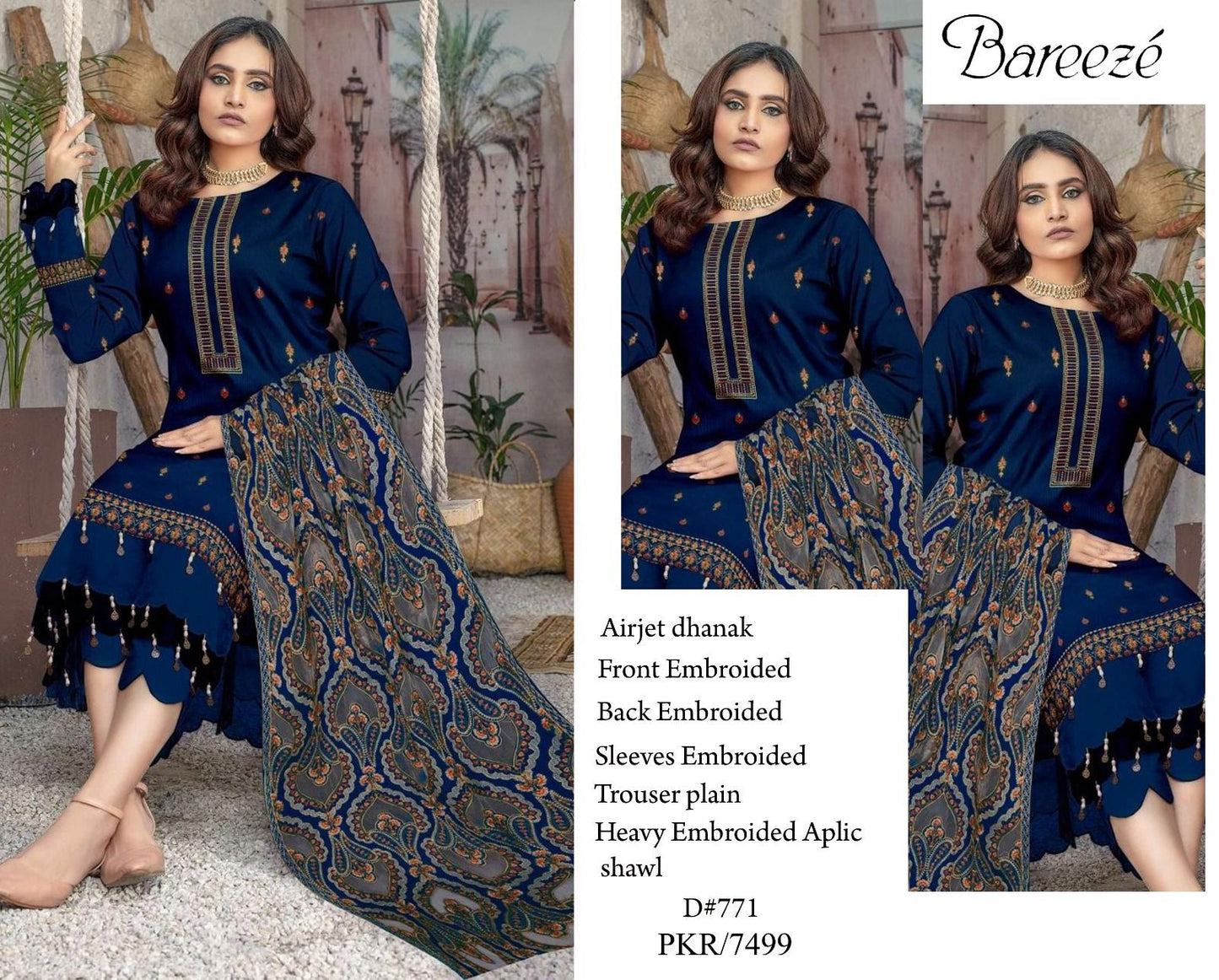 BAREEZE WITH FULL HEAVY APLIC SHAWL