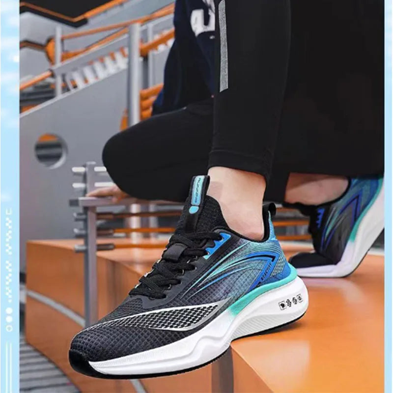 Non Slip Sneakers for Men Autumn Mesh Fabric Shoe Leisure Thick Soled Sportshoes Wear-Resistant Anti Collision Casual Shoes 2025