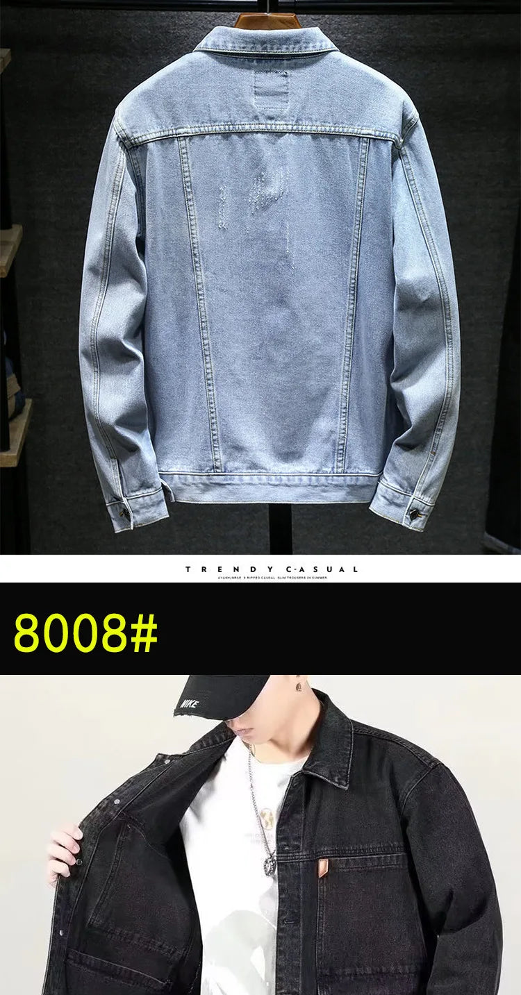 Men's Denim Jacket Classic Retro Color Fashionable Trendy Jacket Suitable Young Couples all Season