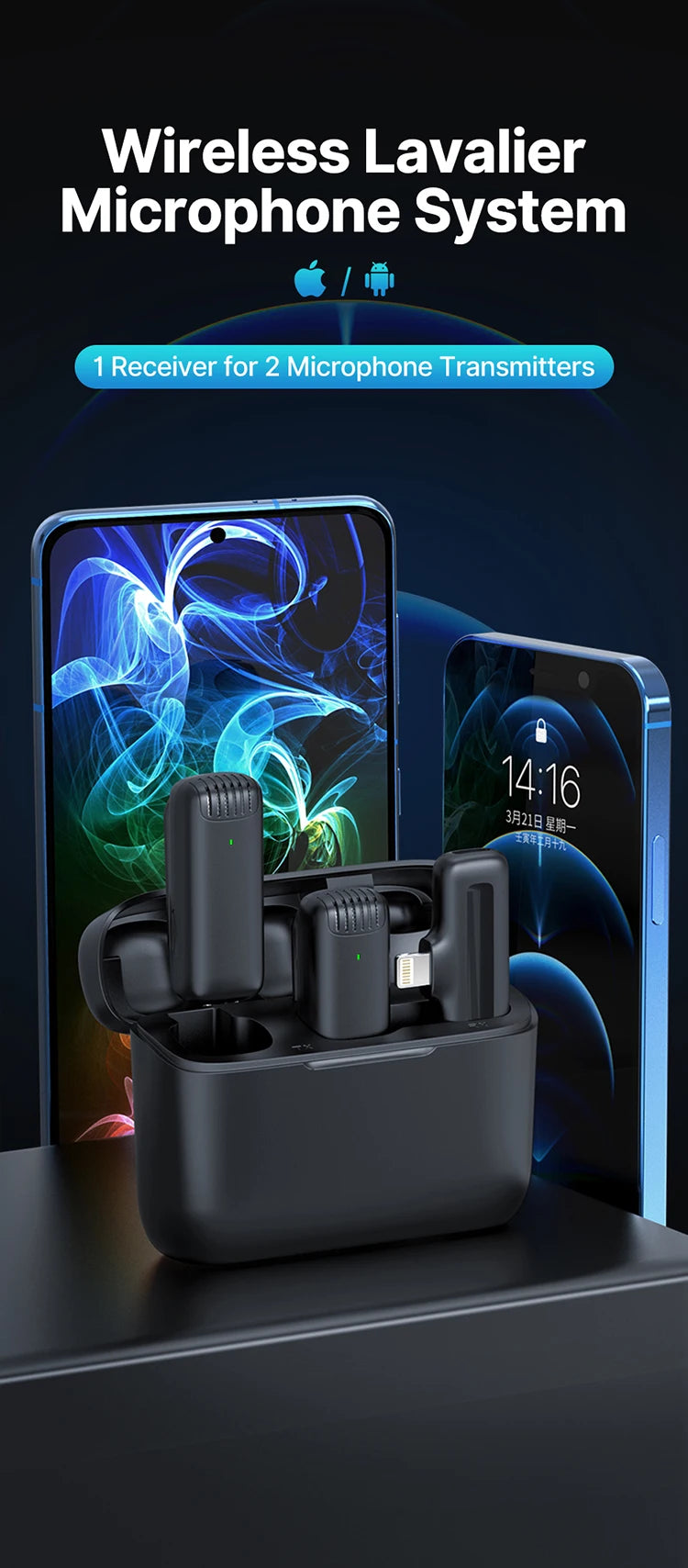 Ulanzi J12 Wireless Lavalier Microphone Audio Video Recording Mini Mic Plug Play For Smartphone Android iPhone Live Broadcast