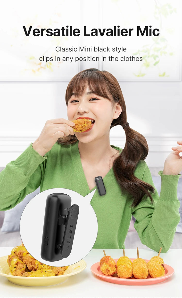 Ulanzi J12 Wireless Lavalier Microphone Audio Video Recording Mini Mic Plug Play For Smartphone Android iPhone Live Broadcast