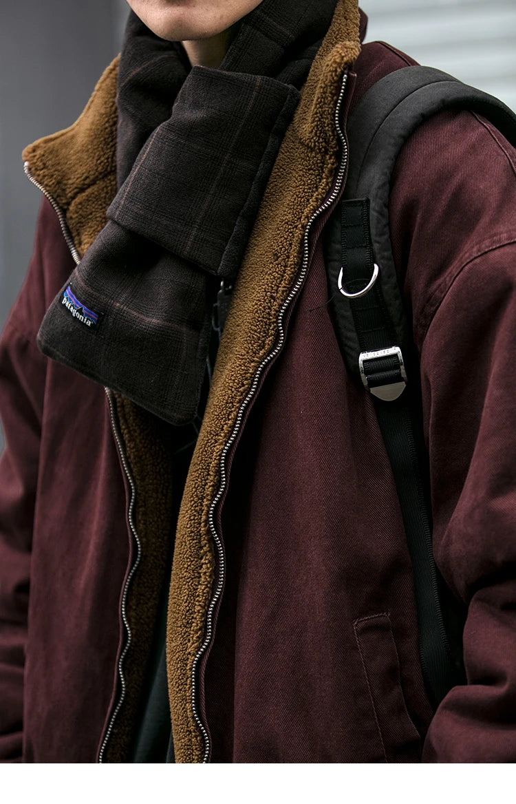 Japanese Vintage Polar Fleece Jacket Men Winter High Quality Thick Jacket Korean Streetwear Loose Couple Trendy Warm Coat Male