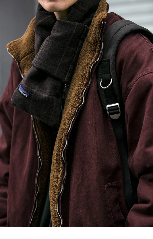 Japanese Vintage Polar Fleece Jacket Men Winter High Quality Thick Jacket Korean Streetwear Loose Couple Trendy Warm Coat Male