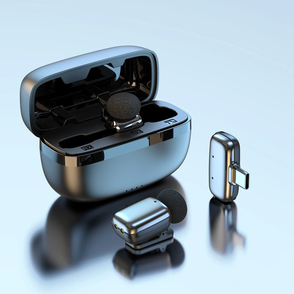 Wireless Lavalier Microphone With Charging case Lapel Microphones Set Video Recording Mini Mic For Phone Android Live Broadcast