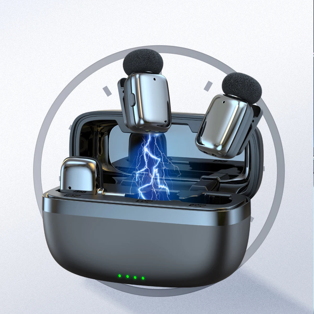 Wireless Lavalier Microphone With Charging case Lapel Microphones Set Video Recording Mini Mic For Phone Android Live Broadcast